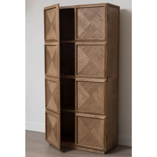 Nushagak Tall Storage Cabinet with 2 Doors - Brown, Oak Wood