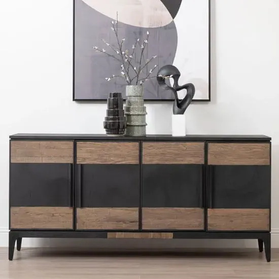 Nushagak Wooden Sideboard with 4 Doors - Brown, Oak image
