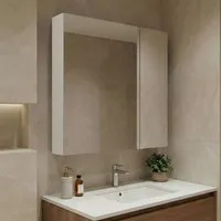 Nuvola 600mm Wall Mounted Mirror Cabinet - Cashmere, MDF alternate view