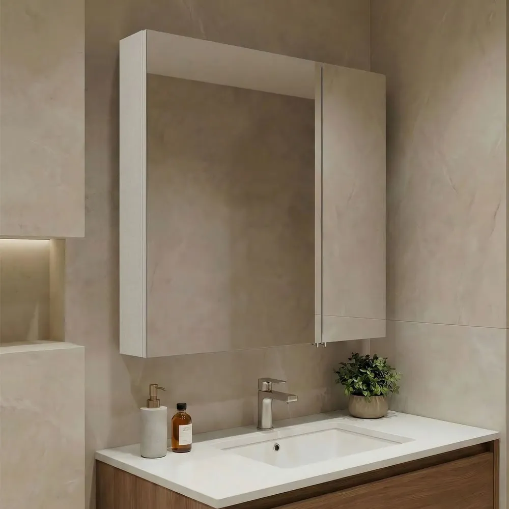 Nuvola 600mm Wall Mounted Mirror Cabinet - Cashmere, MDF product