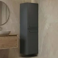 Nuvola Tall Wall Mounted Bathroom Cabinet with 2 Doors - Anthracite, MDF alternate view