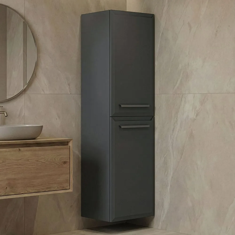 Nuvola Tall Wall Mounted Bathroom Cabinet with 2 Doors - Anthracite, MDF product