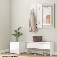 Nyon High Gloss Hallway Furniture Set with Storage - White