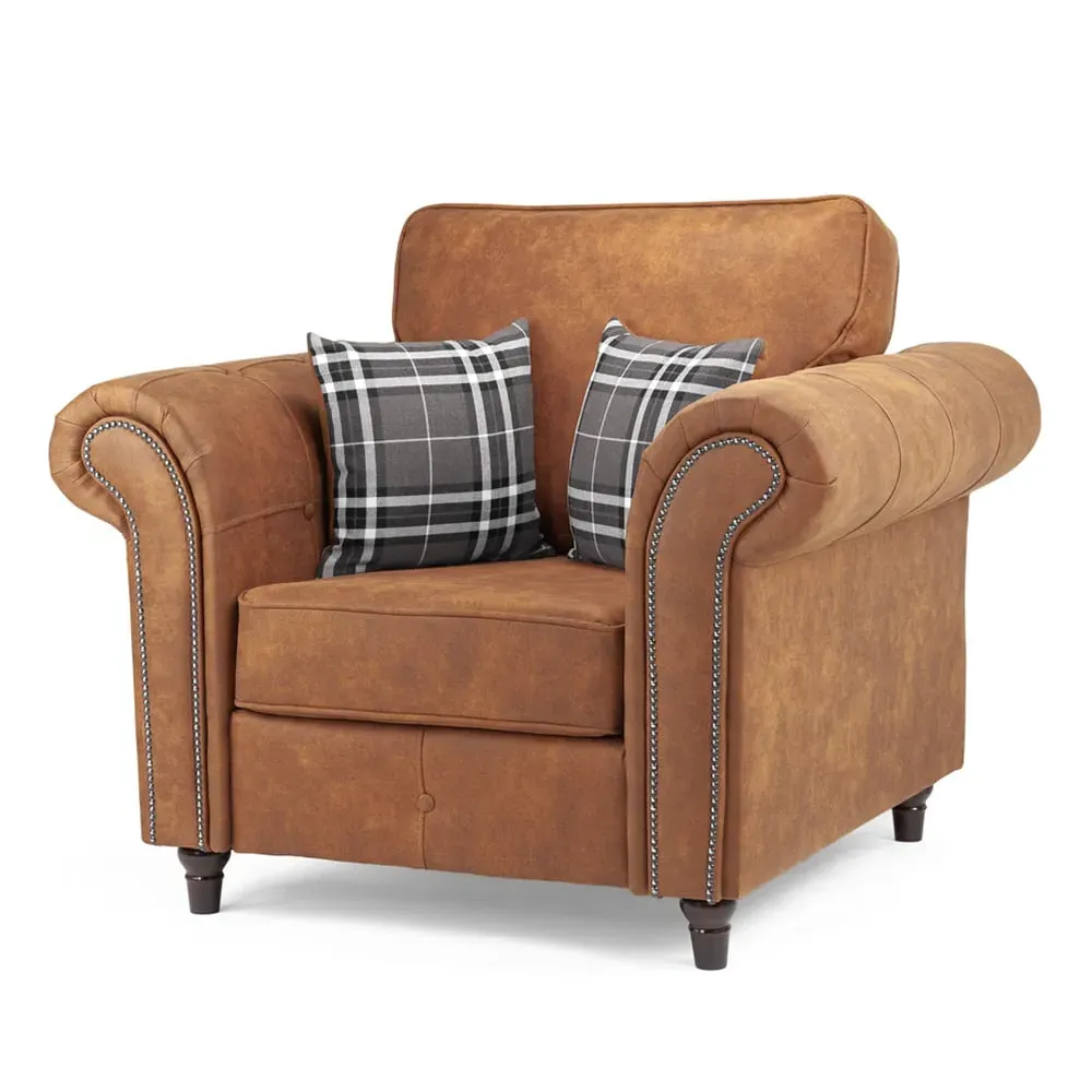 Oakley 1-Seater Sofa - Tan, Faux Leather image