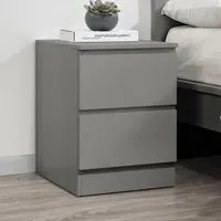 Oakley 2 Drawer Bedside Cabinet - Grey, Wood