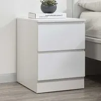 Oakley 2 Drawer Bedside Cabinet - White, Wood