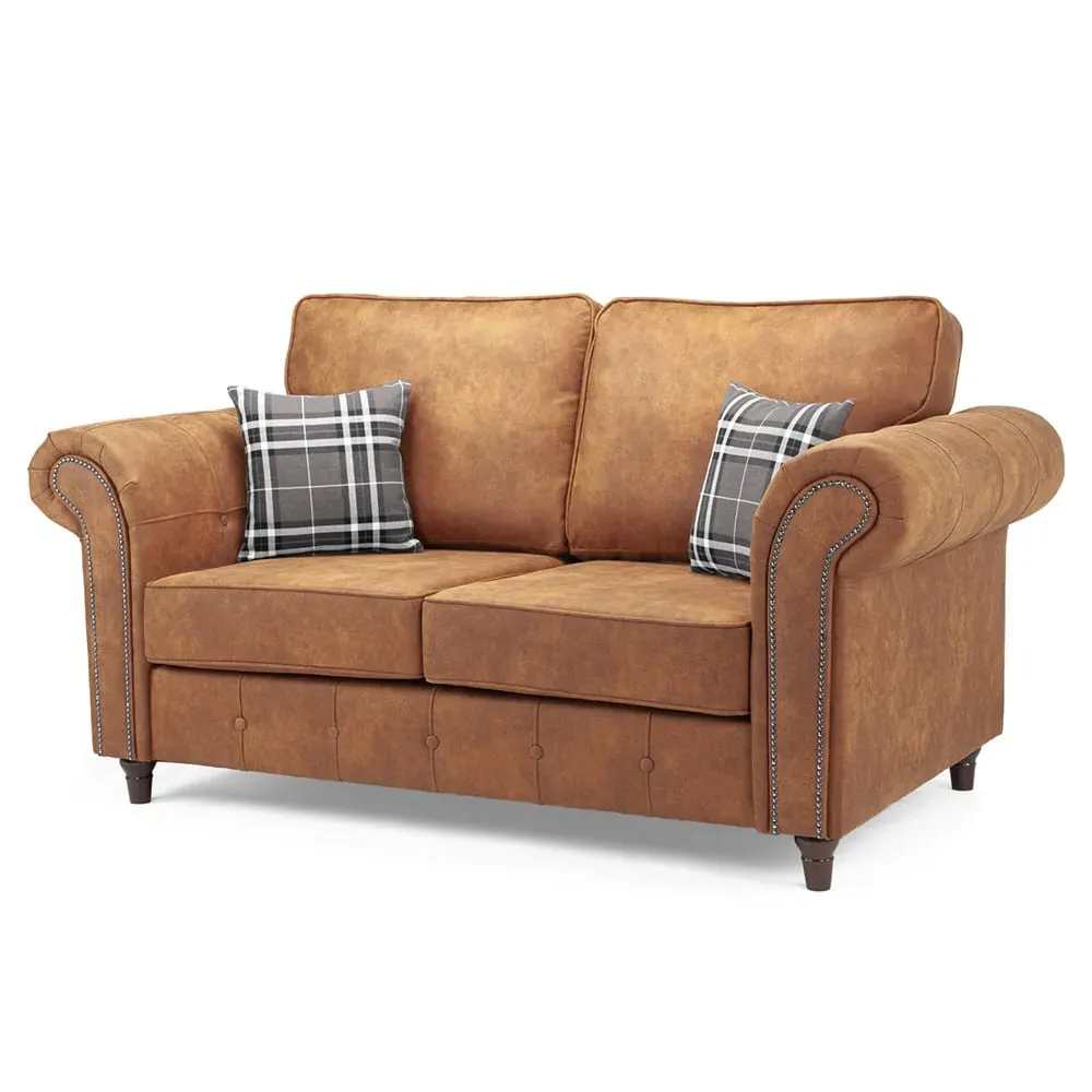 Oakley 2-Seater Sofa - Tan, Faux Leather