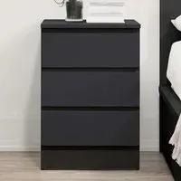 Oakley 3 Drawer Bedside Cabinet - Black, Wood