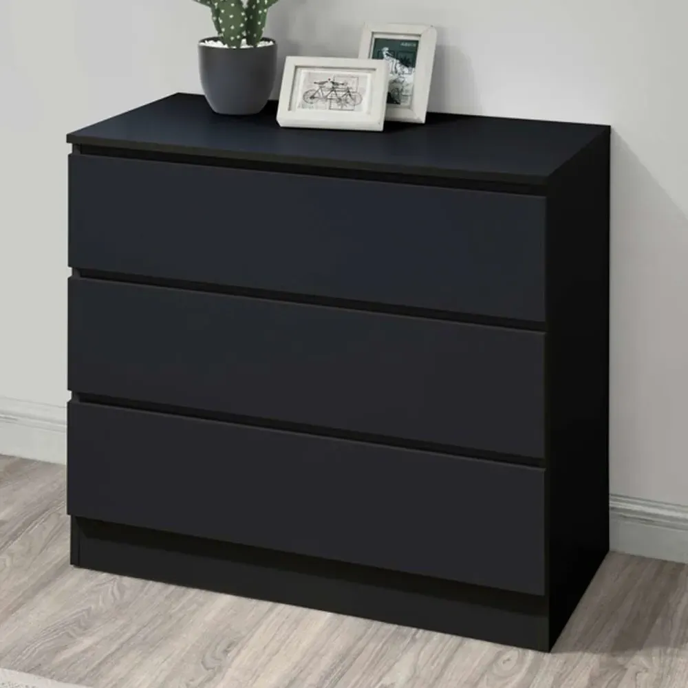 Oakley 3-Drawer Chest of Drawers - Black, Wood image