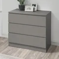 Oakley 3-Drawer Chest of Drawers - Grey, Wood