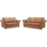 Oakley 3+2 Seater Sofa Set - Tan, Faux Leather