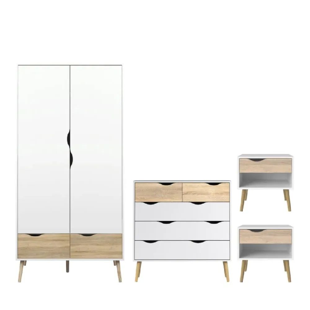 Oakley 4 Piece Bedroom Furniture Set - Oak White