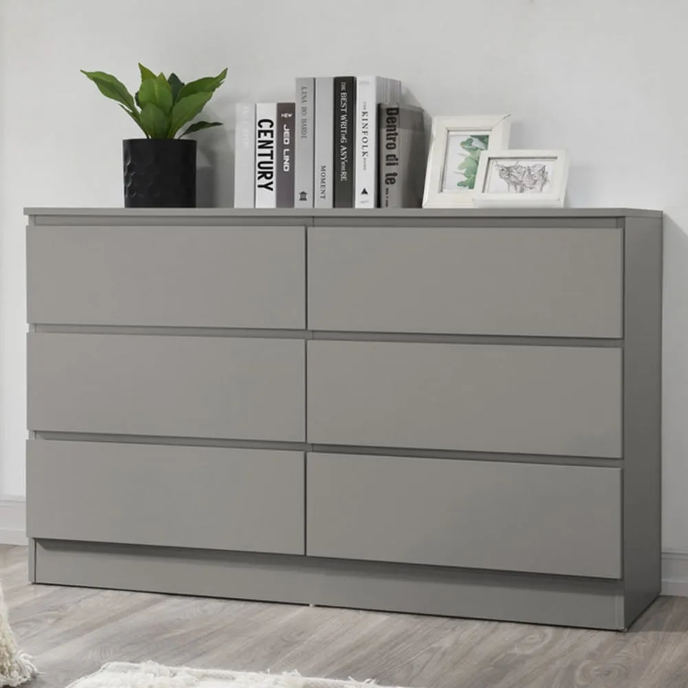 Oakley 6-Drawer Chest of Drawers - Grey, Wood