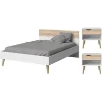 Oakley Bedroom Furniture Set with Double Bed - Oak White