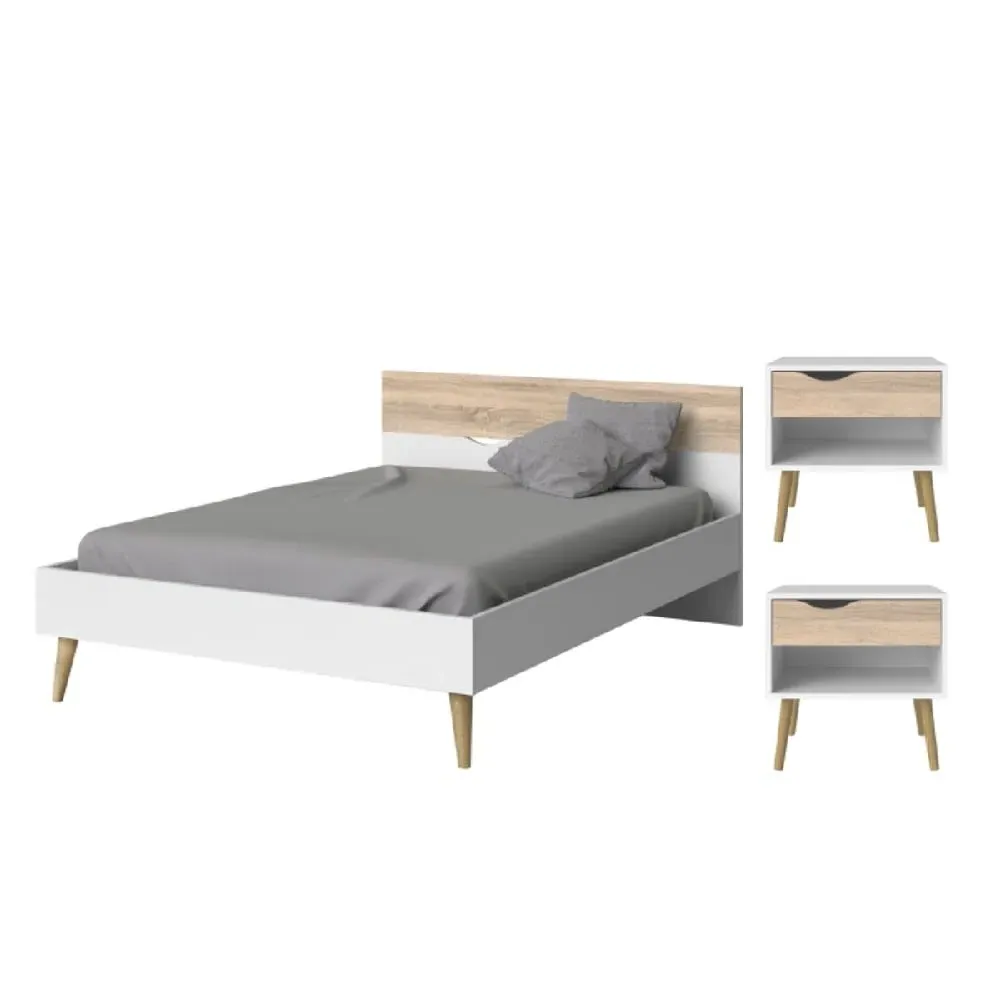 Oakley Bedroom Furniture Set with Double Bed - Oak White