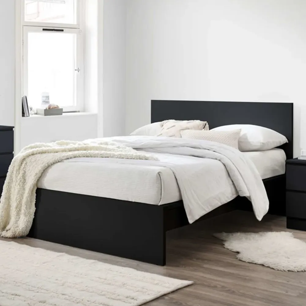 Oakley Double Bed Frame - Black, Wood