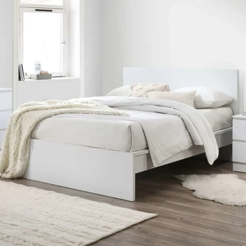Oakley Double Bed Frame - White, Wood