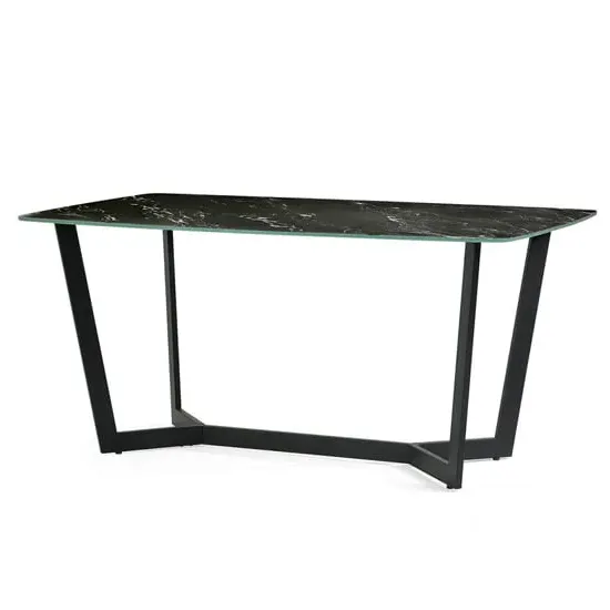 Oakley Glass Top Dining Table - Black Marble Effect