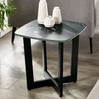 Oakley Glass Top Lamp Table - Black Marble Effect