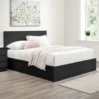 Oakley King Size Ottoman Bed with Storage - Black, Wood