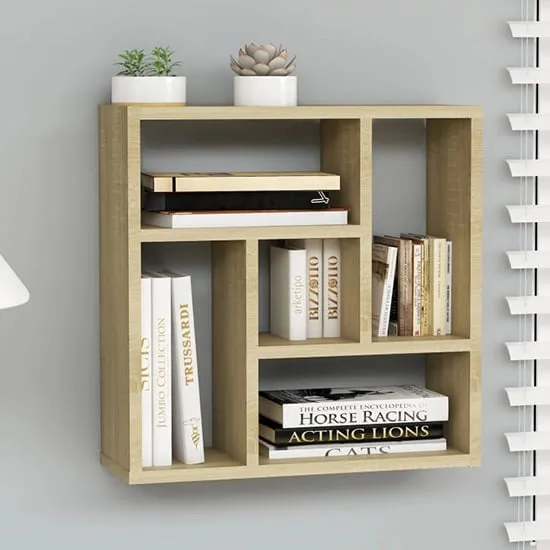 Oakley Wall Shelf with 5 Compartments - Sonoma Oak