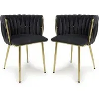 Oaklyn Dining Chairs with Gold Legs - Black, Velvet