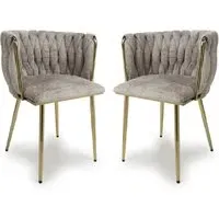 Oaklyn Dining Chairs with Gold Legs - Mink, Velvet