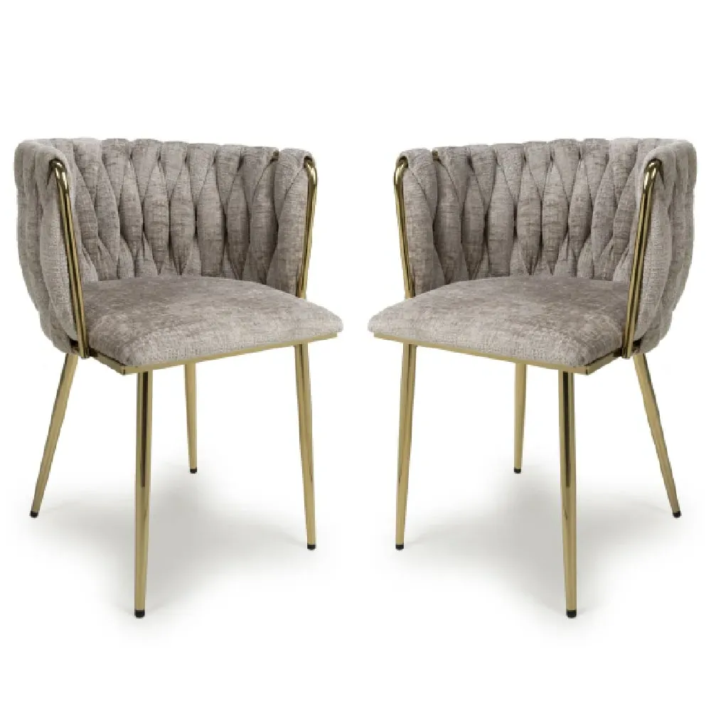 Oaklyn Dining Chairs with Gold Legs - Mink, Velvet