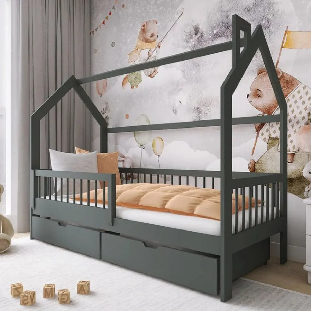 Oaklyn Single Day Bed with Storage & Mattress - Graphite, Pine product
