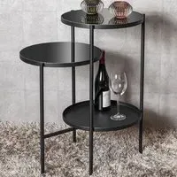 Oakmont Glass End Table with Metal Frame - Black