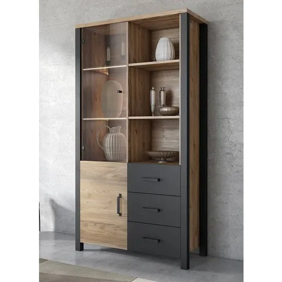 Oaxaca Display Cabinet with 2 Doors and LED - Appenzeller Oak