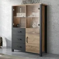 Oaxaca Display Cabinet with 3 Doors LED - Appenzeller Oak