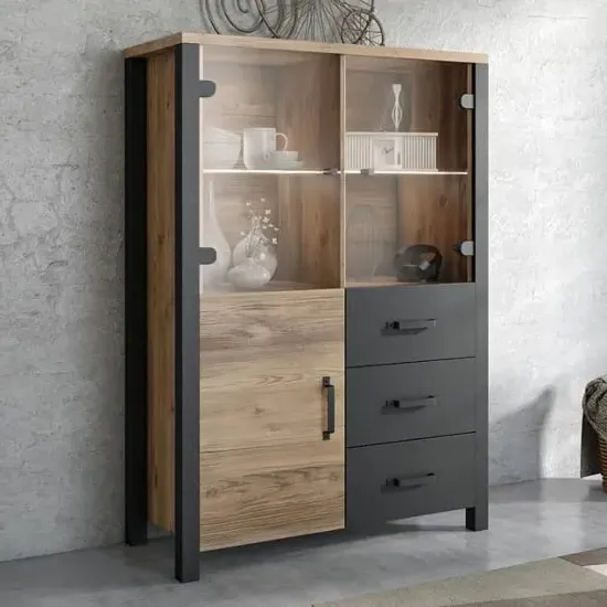 Oaxaca Display Cabinet with 3 Doors LED - Appenzeller Oak