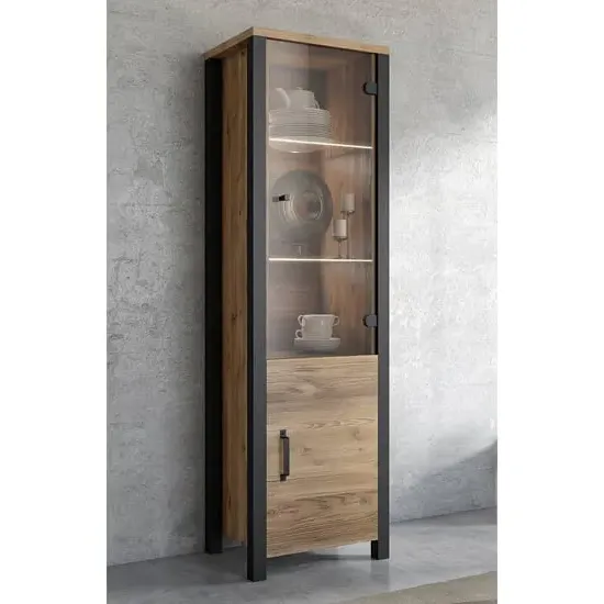 Oaxaca Tall Display Cabinet with 2 Doors LED - Appenzeller Oak