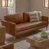 Obento 3-Seater Sofa with Wooden Legs - Vintage Brown, Leather