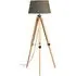 Obito Tripod Floor Lamp with EU Plug - Grey, Wood