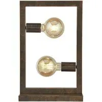 Oblong 2 Light Table Lamp - Rustic Brown, Metal