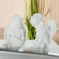 Ocala Angel Sitting Sculpture - White, Polyresin