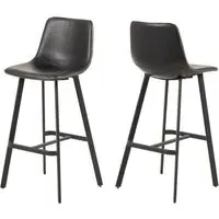 Ocala Bar Chairs In Pair - Black, PU Leather