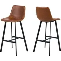 Ocala Bar Chairs In Pair - Brandy, PU Leather