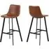 Ocala Bar Chairs In Pair - Brandy, PU Leather