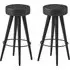 Ocala Bar Stools with Footrest - Black, Faux Leather