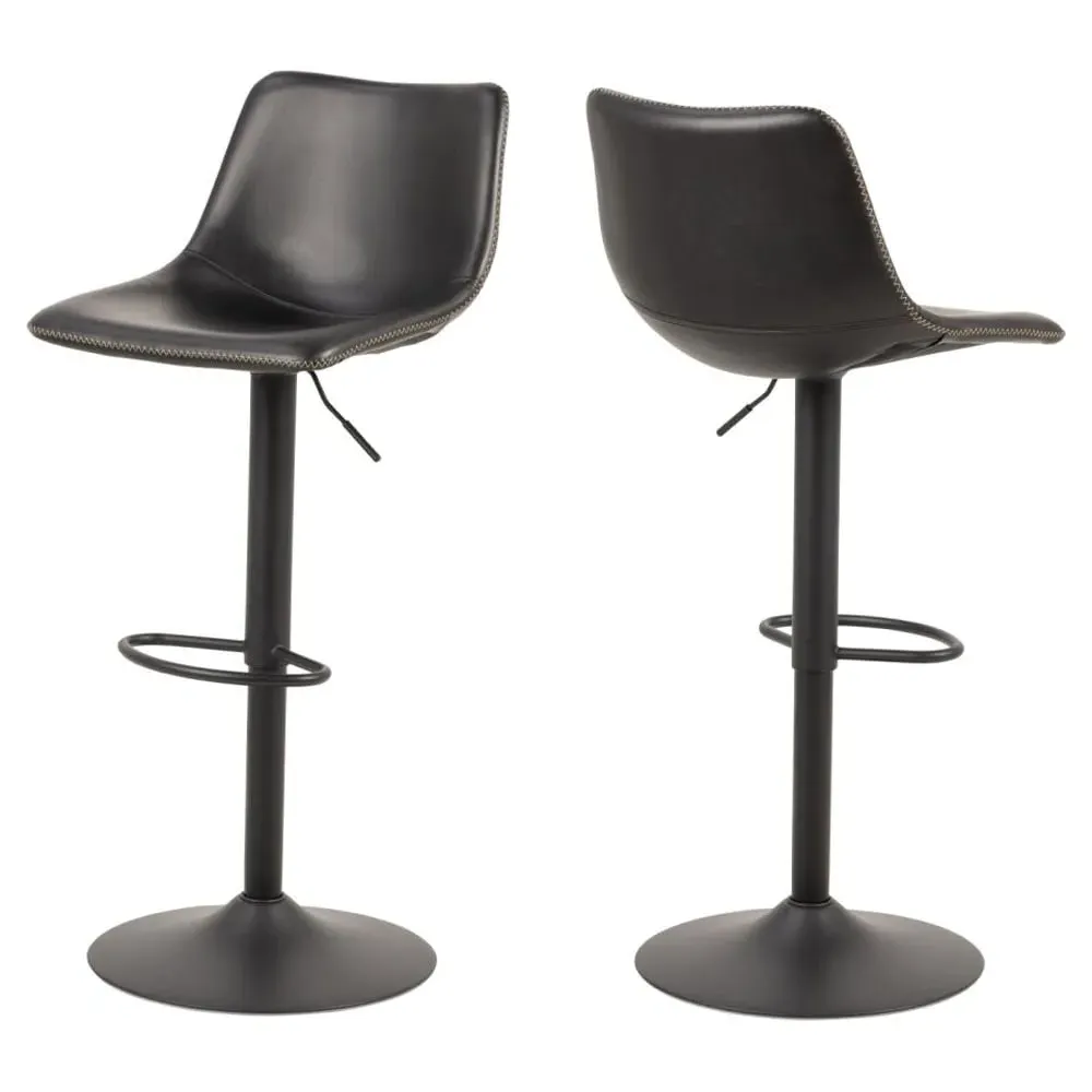 Ocala Bar Stools with Swivel Function - Black, PU Leather image