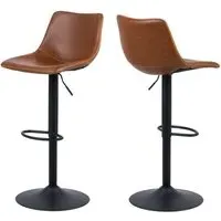 Ocala Bar Stools with Swivel Function - Brandy, PU Leather