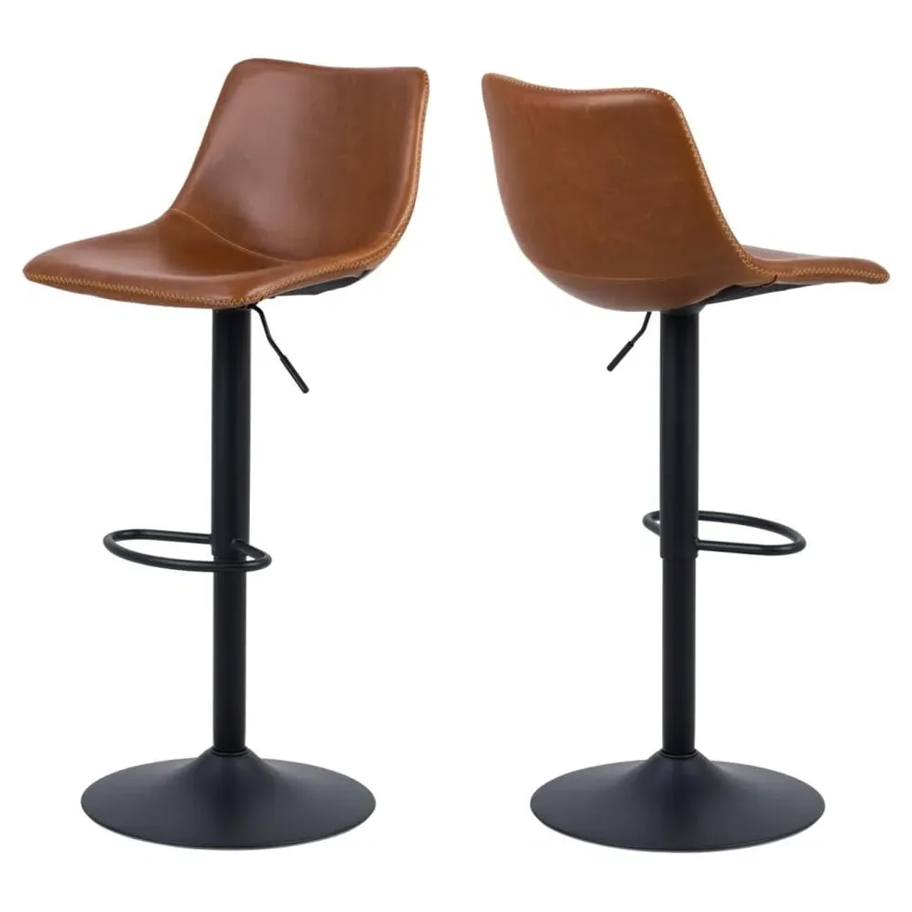 Ocala Bar Stools with Swivel Function - Brandy, PU Leather