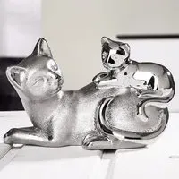 Ocala Cat 1 Sculpture - Silver, Polyresin