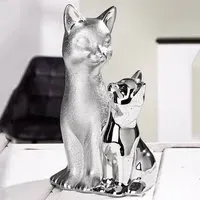 Ocala Cat 2 Sculpture - Silver, Polyresin