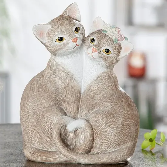Ocala Cat Nala And Nico Sculpture - Brown, Polyresin