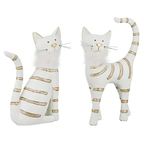 Ocala Cat Smile Sculpture Large - White, Polyresin