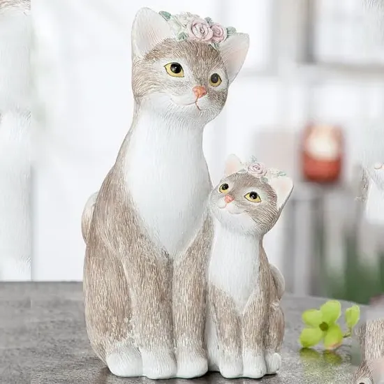 Ocala Cat With Child Nala Sculpture - Brown, Polyresin